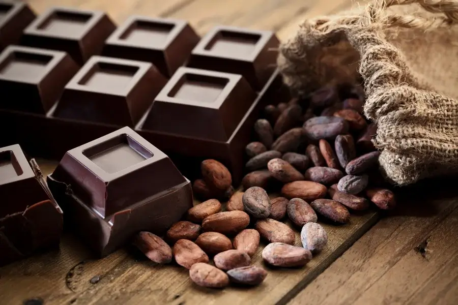 superalimentos barra de chocolate amargo o negro con granos de cacao